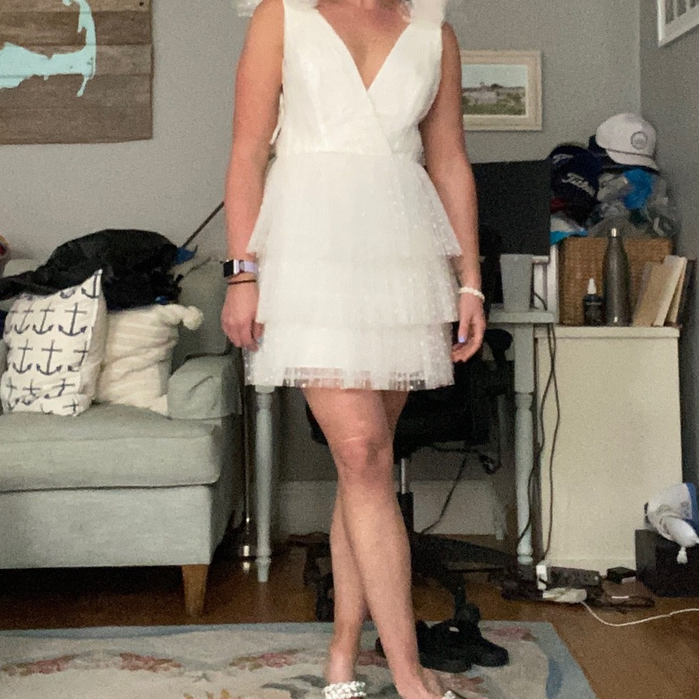 COPY - Brand New BHLDN ML Monique Lhuiller Little White Dress - Picture 5 of 7